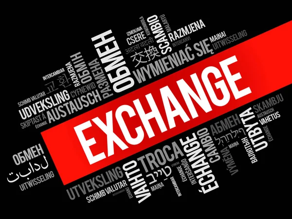 Exchange szó felhő, különböző nyelveken — Stock Vector