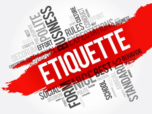 Etiquette word cloud collage — Stock Vector
