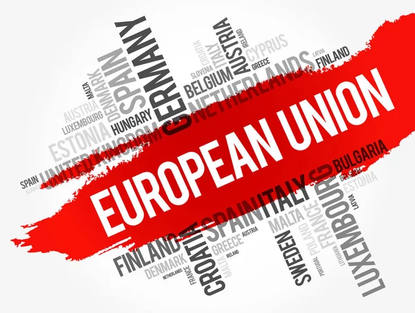 Union européenne Liste des villes word cloud — Image vectorielle