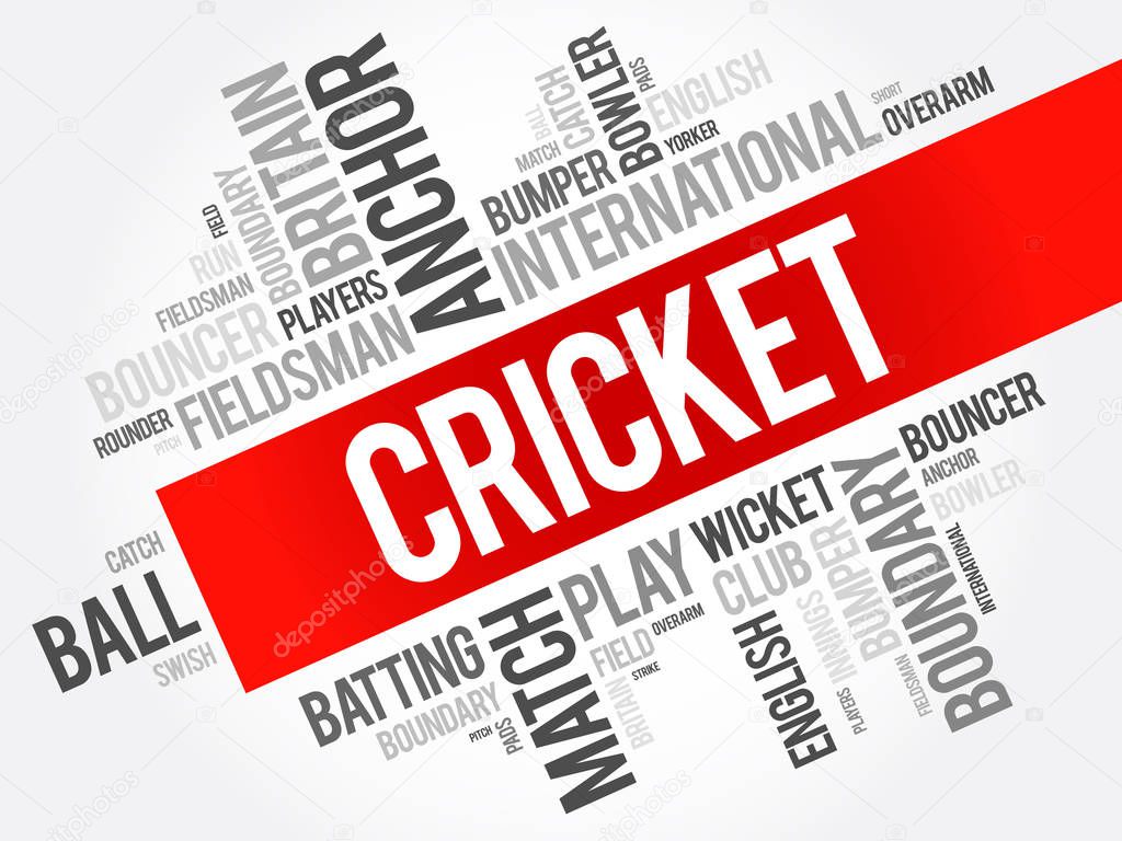 Cricket word cloud collage