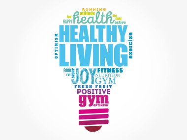 Sağlıklı yaşam ampul kelime bulutu