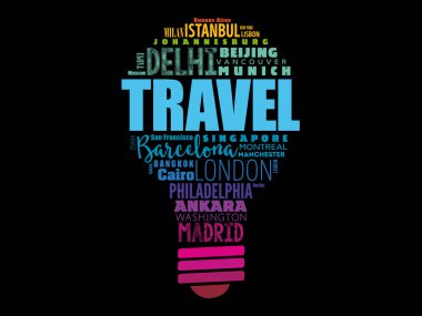 Seyahat ampul kelime bulutu