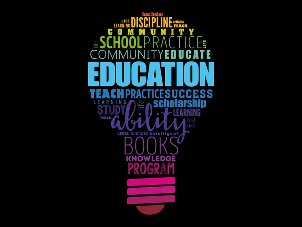 Onderwijs gloeilamp Word Cloud collage — Stockvector