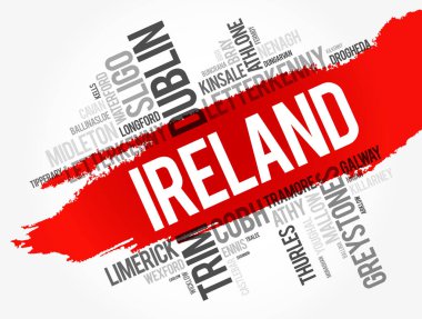 Irlanda 'daki şehirler listesi kelime bulutu