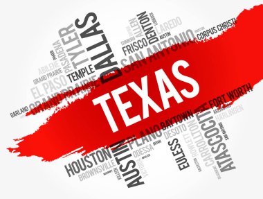 Texas ABD devlet word bulut'daki şehirler listesi