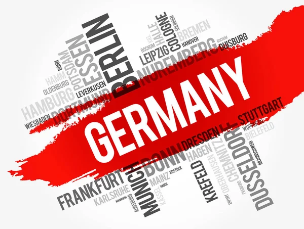 List of cities in Germany, word cloud — Stock Vector