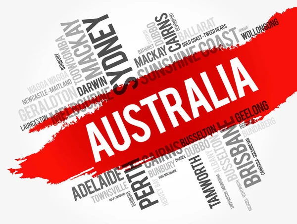 Lista de ciudades y pueblos en Australia — Vector de stock