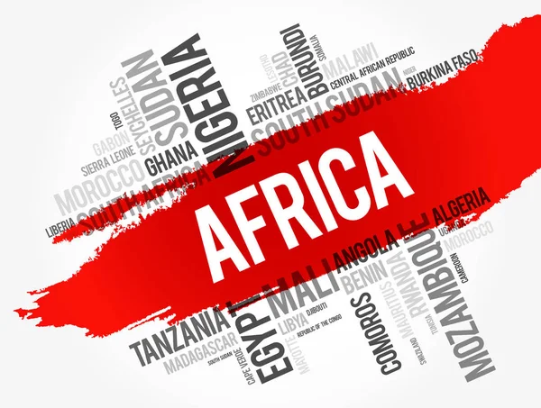 Lista över afrikanska länder word cloud collage — Stock vektor