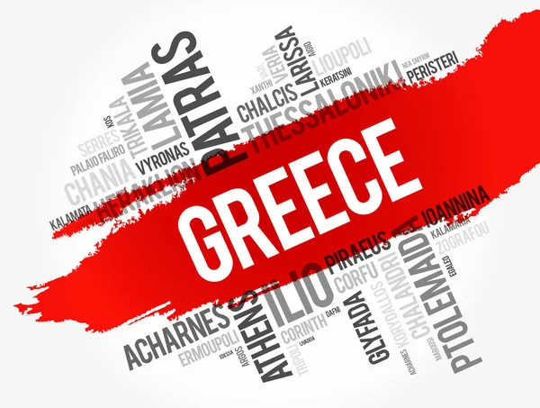 Lista de cidades em Grécia — Vetor de Stock
