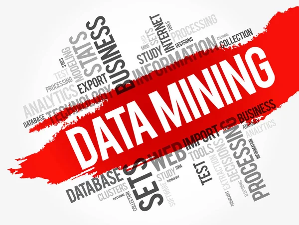 Data Mining - Strategia tecnologica word cloud — Vettoriale Stock