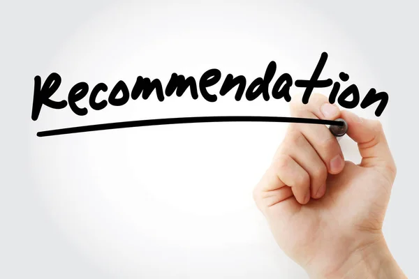 Recommendation text with marker — Stock Photo, Image