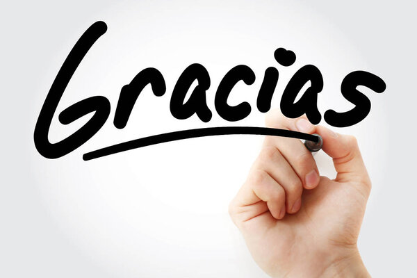 Gracias (thank you in spanish) text