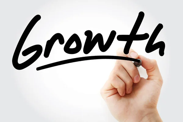 Texto de crescimento com marcador — Fotografia de Stock