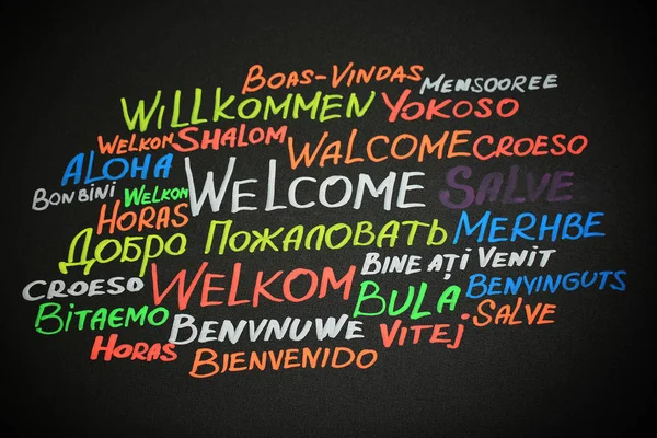 Nube de palabras de bienvenida en diferentes idiomas — Foto de Stock