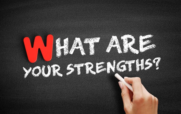 Wat zijn uw sterktes? tekst op Blackboard — Stockfoto