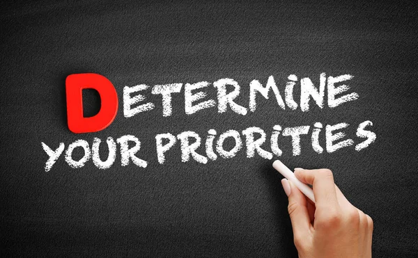Determine your Priorities text on blackboard — Stock Photo, Image
