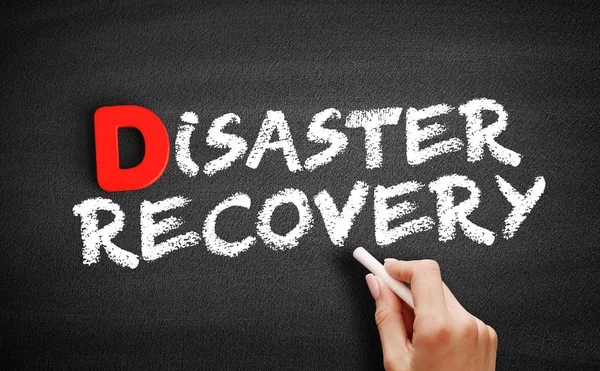 Disaster recovery text on blackboard — Stock Photo, Image