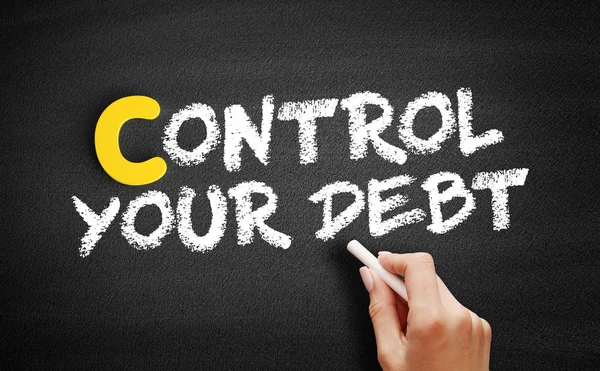 Control Your Debt text on blackboard — Stock Photo, Image