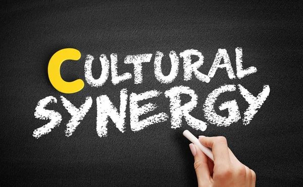 Cultural synergy text on blackboard