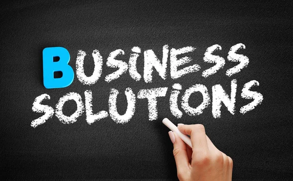 Business Solutions tekst na tablicy — Zdjęcie stockowe