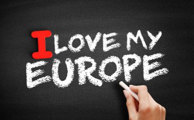 I Love Avrupa metin kara tahta üzerinde