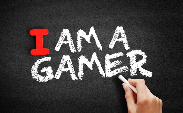 Ben kara tahta üzerinde bir Gamer metin — Stok fotoğraf