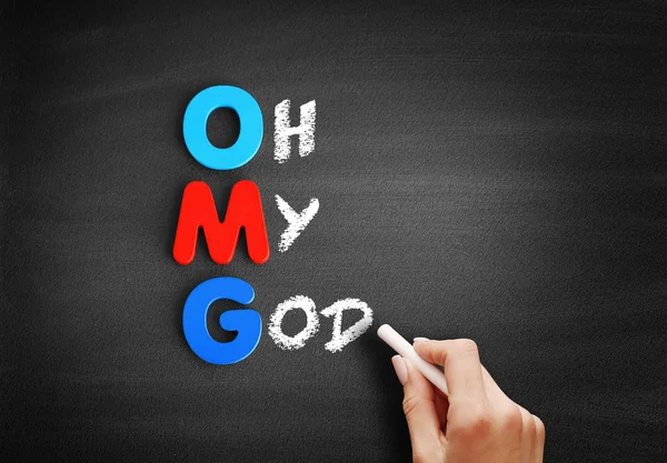 Omg - 黒板上のああ私の神の頭字語 — ストック写真