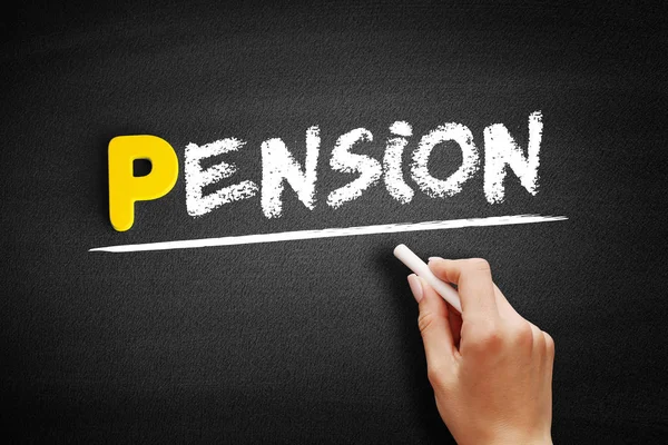 Pensionstext på svarta tavlan — Stockfoto