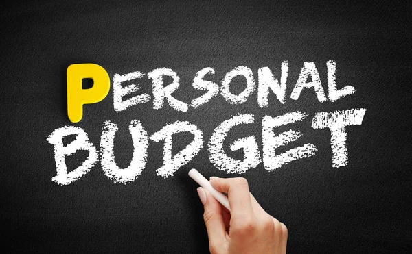 Personal budget text on blackboard