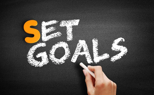 Set Goals text on blackboard — Stock Photo, Image