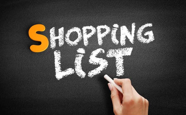 Tahtadaki alışveriş listesi metni — Stok fotoğraf