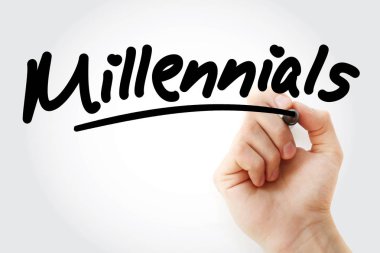 İşaretli el yazısı Millennials metni