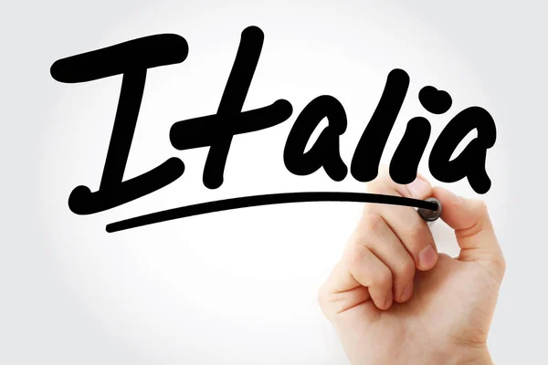 Χέρι γράφοντας Italia με μαρκαδόρο — Φωτογραφία Αρχείου