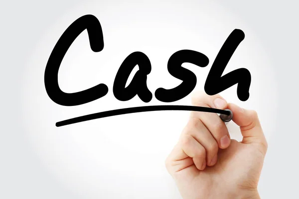 Hand schrijven van Cash met marker — Stockfoto