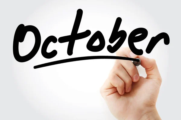 Escritura a mano Texto de octubre con marcador —  Fotos de Stock