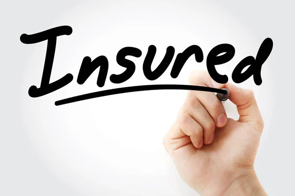 Hand writing Insured with marker — Stock Photo, Image