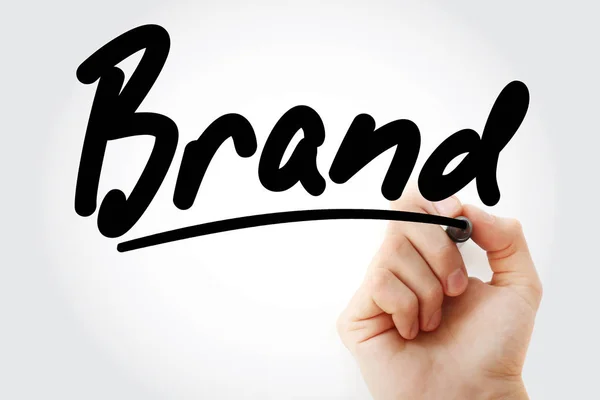 Hand writing Brand with marker — Stock Photo, Image