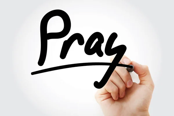 Hand writing PRAY with marker — Stock Photo, Image