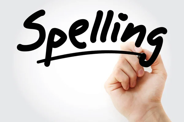 Hand writing Spelling with marker — Stock Photo, Image