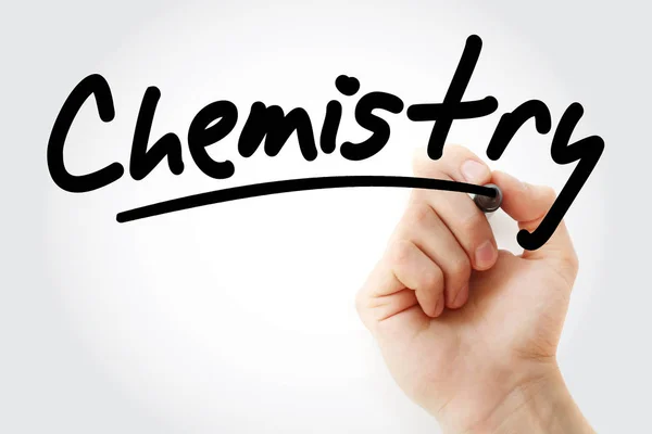 Ruční psaní chemie se značkou — Stock fotografie