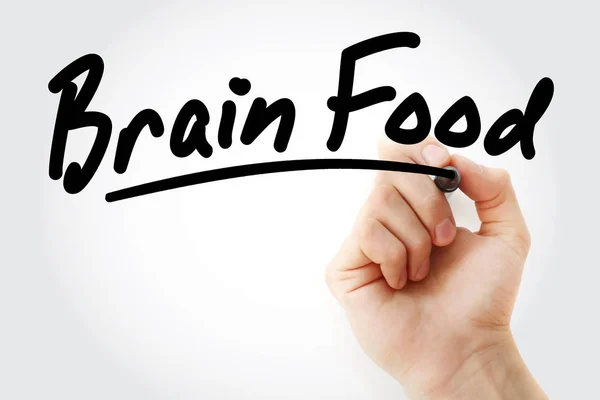 Escrita à mão Brain Food com marcador — Fotografia de Stock