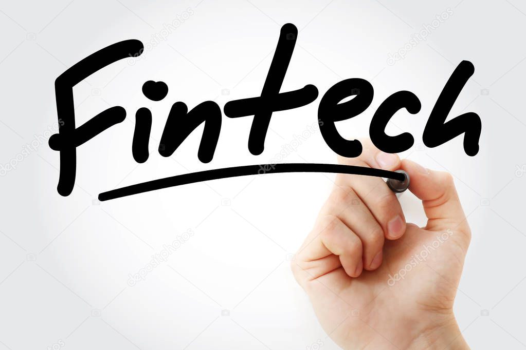 Hand writing Fintech with marker