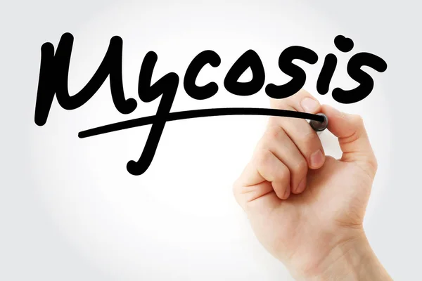 Написание вручную Mycosis с маркером — стоковое фото