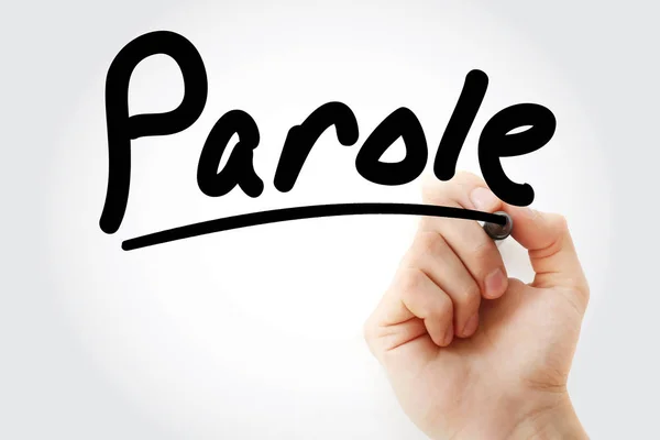 Hand skriva Parole med markör — Stockfoto