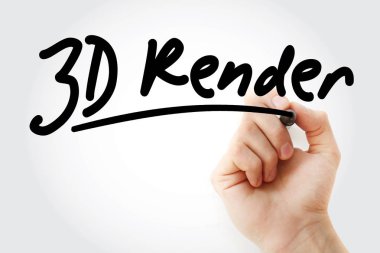 3D render marker ile yazma el