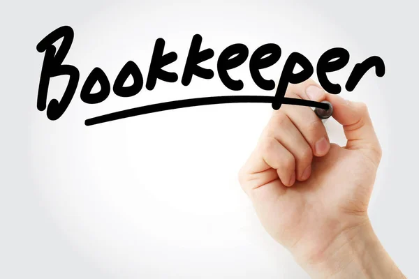 Escrita à mão Bookkeeper com marcador — Fotografia de Stock