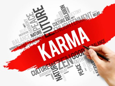 Karma kelime bulut kolajı, din kavramı geçmişi