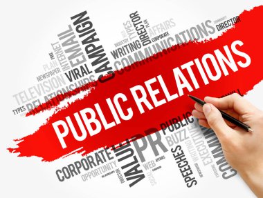 Halkla İlişkiler kelime bulut kolajı, iş konsepti geçmişi