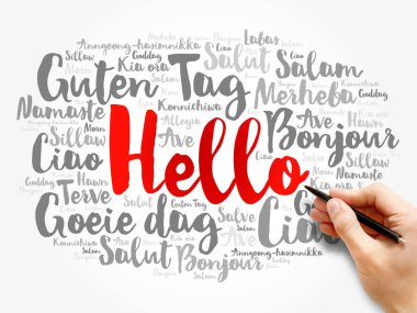 Merhaba kelime bulut dünyanın farklı dillerinde, arka plan konsepti
