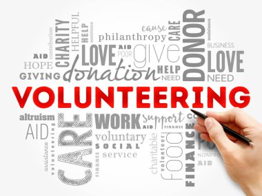 Gönüllü kelime bulut kolajı, sosyal konsept arka plan